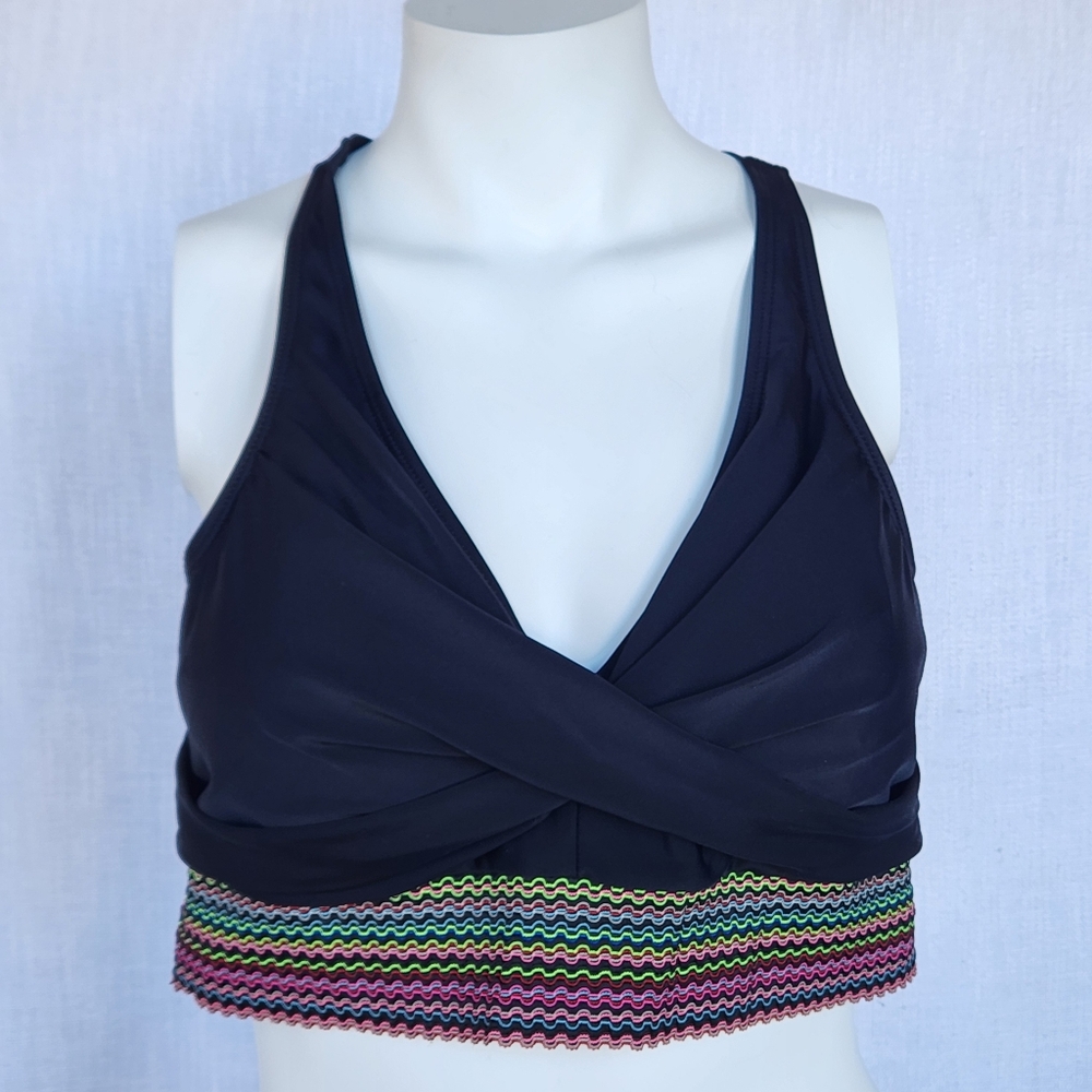 New W Tags Rosvigor Bikini Top Black Colored Band NWT size 2XL